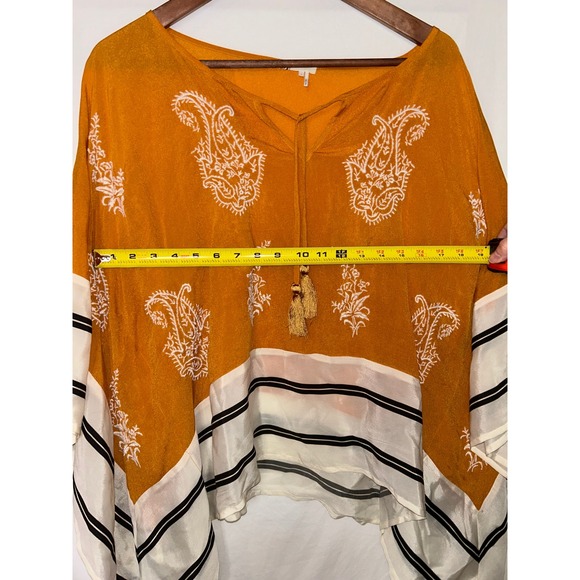 Anthropology Floreat L‎ Orange Boho Kimono Blouse Tunic Flowy Elegant - Picture 4 of 6